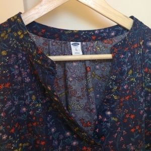 Floral top- linen/cotton blend